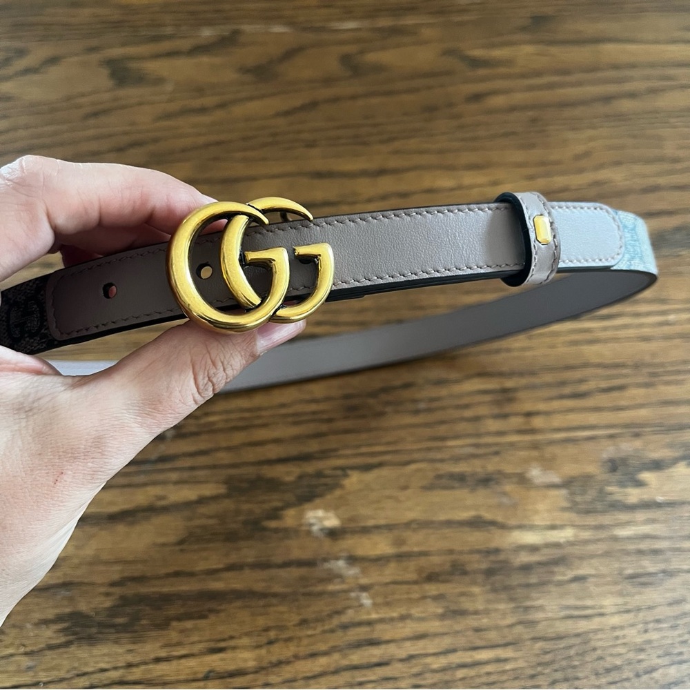 Gucci Marmont GG Supreme Thin Monogram Belt Size XS/S - Picture 3 of 10